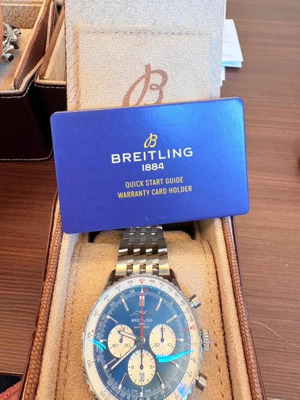 Breitling Navitimer Stainless Steel Watch with Deep Blue Dial